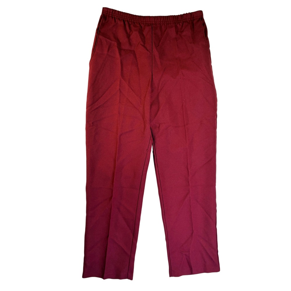 Vintage Act III Burgundy Elastic Waist Straight Leg Trousers Made in USA Size 16